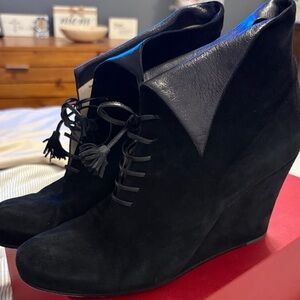 Salvatore Ferragamo limited edition black suede Wedge Lace-Up Ankle Boots
